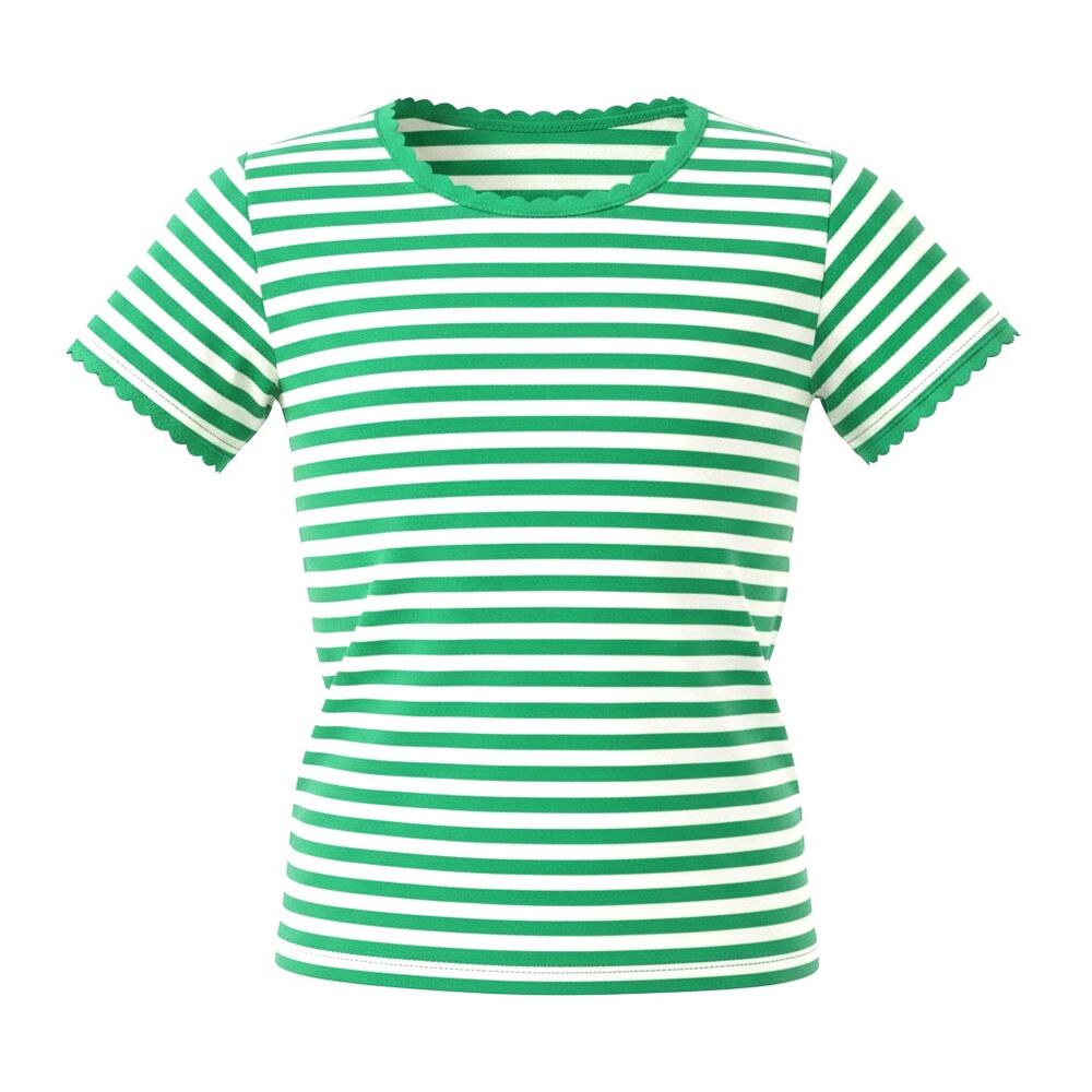 Hanna Andersson Girls Striped Pima Cotton T-Shirt Size 12 150cm  Minty Green